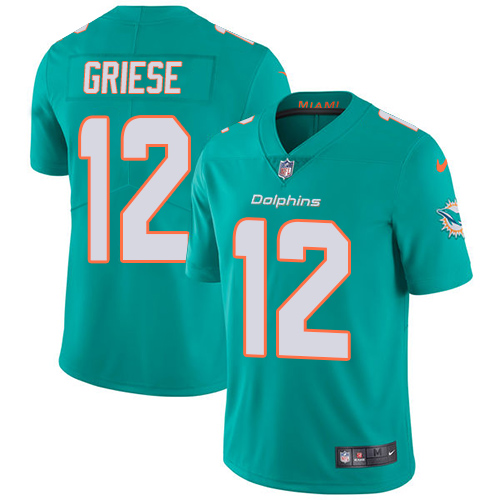Nike Dolphins #12 Bob Griese Aqua Green Team Color Men's Stitched NFL Vapor Untouchable Limited Jersey - Click Image to Close